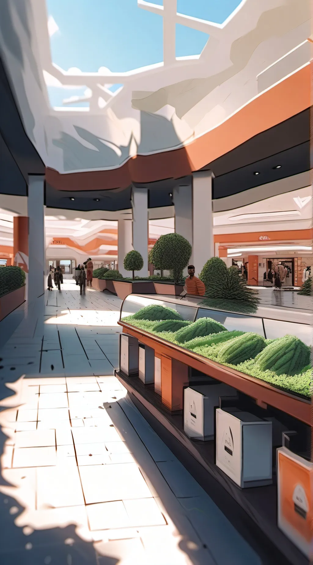 ai character: uppermoons mall background