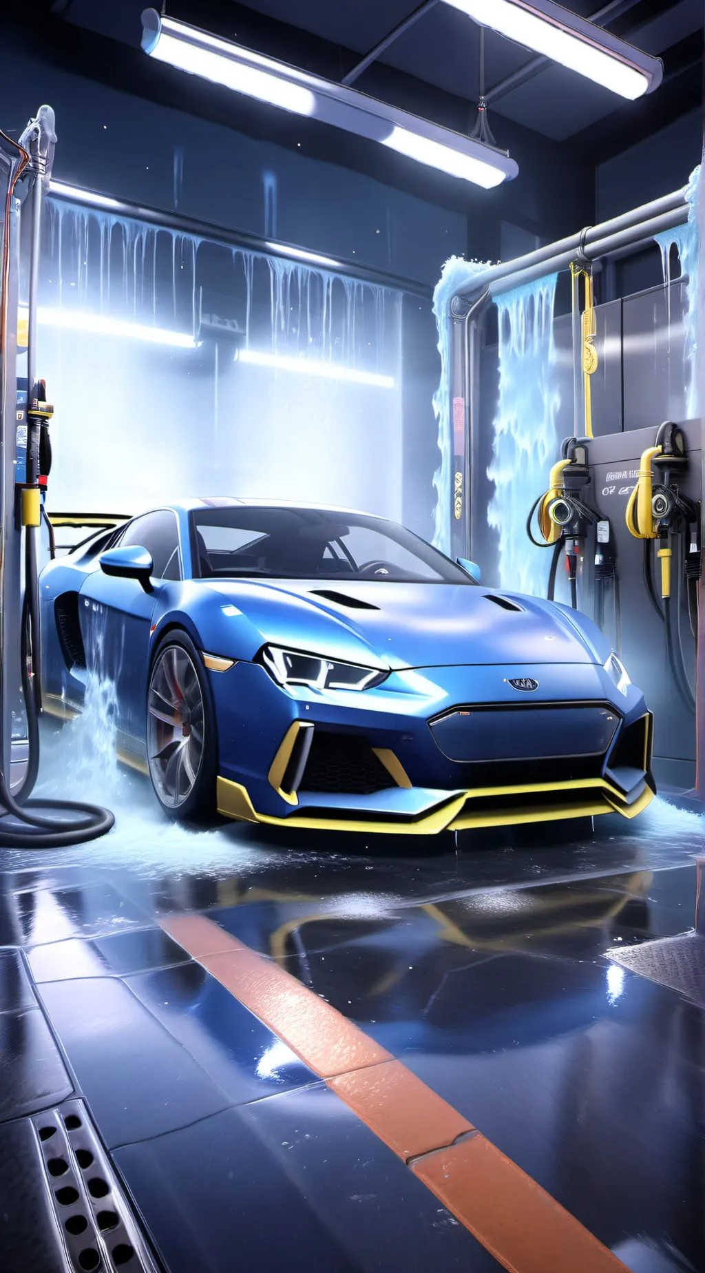 ai character: car wash background