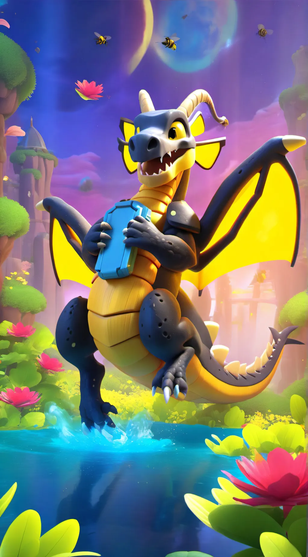 ai character: honeycomb  background
