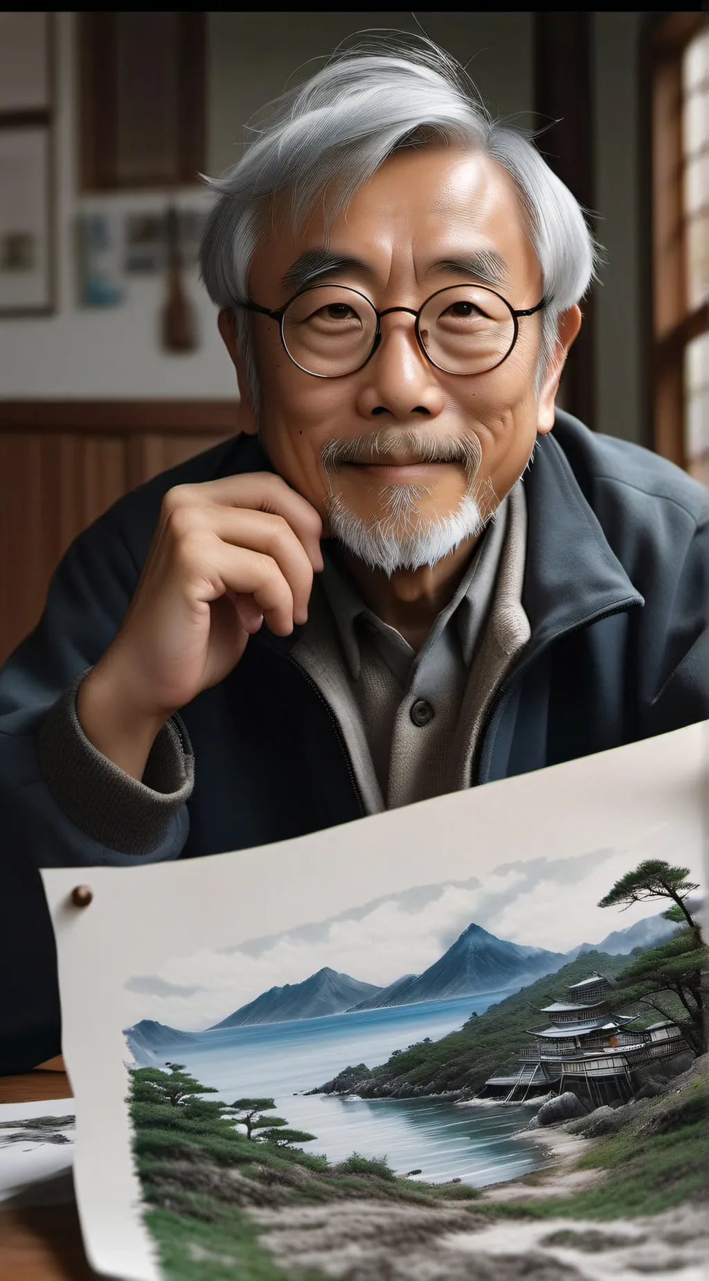 ai character: Hayao Miyazaki  background