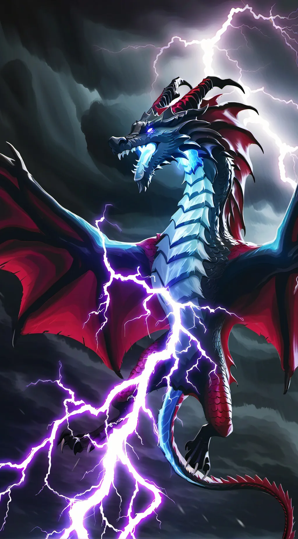 ai character: A Strom dragon  background
