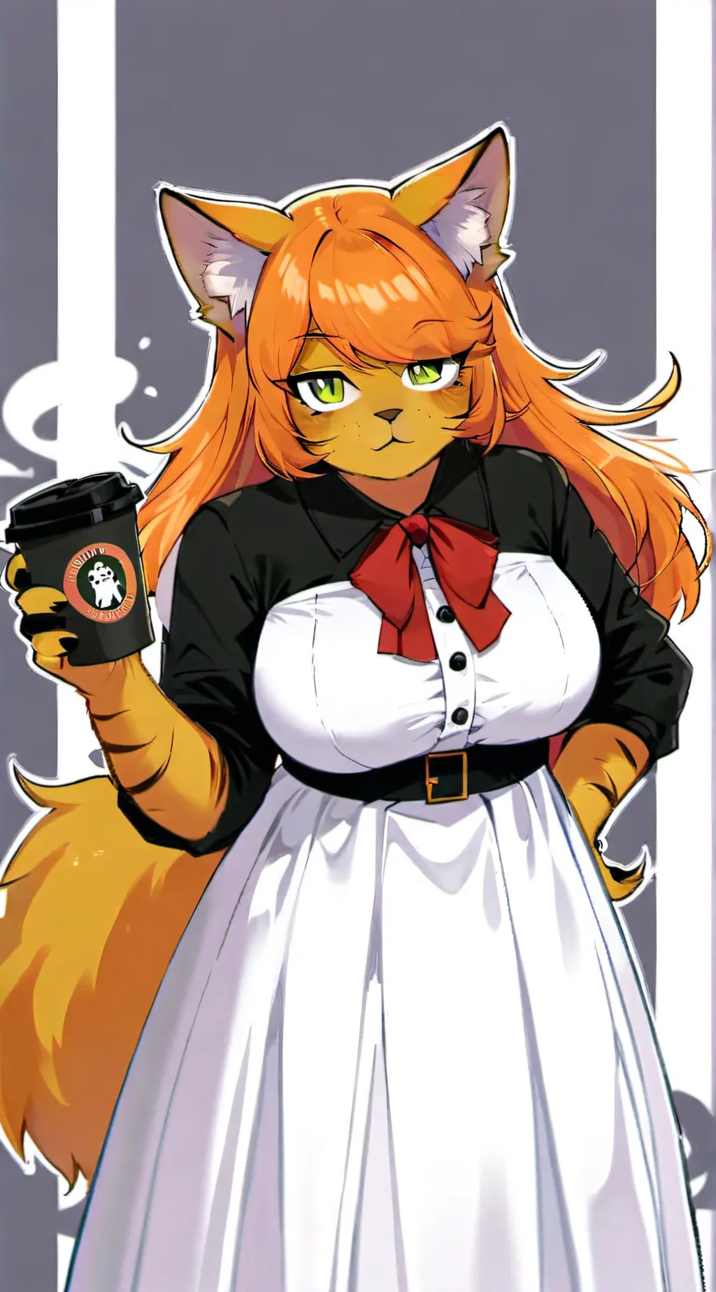 ai character: fat catgirl Cafe background
