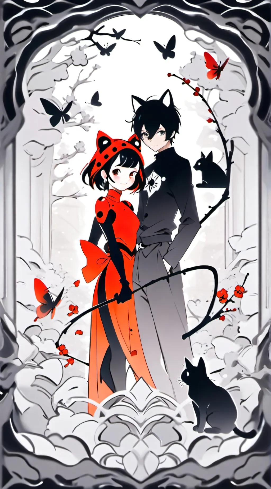 ai character: ladybug and cat background