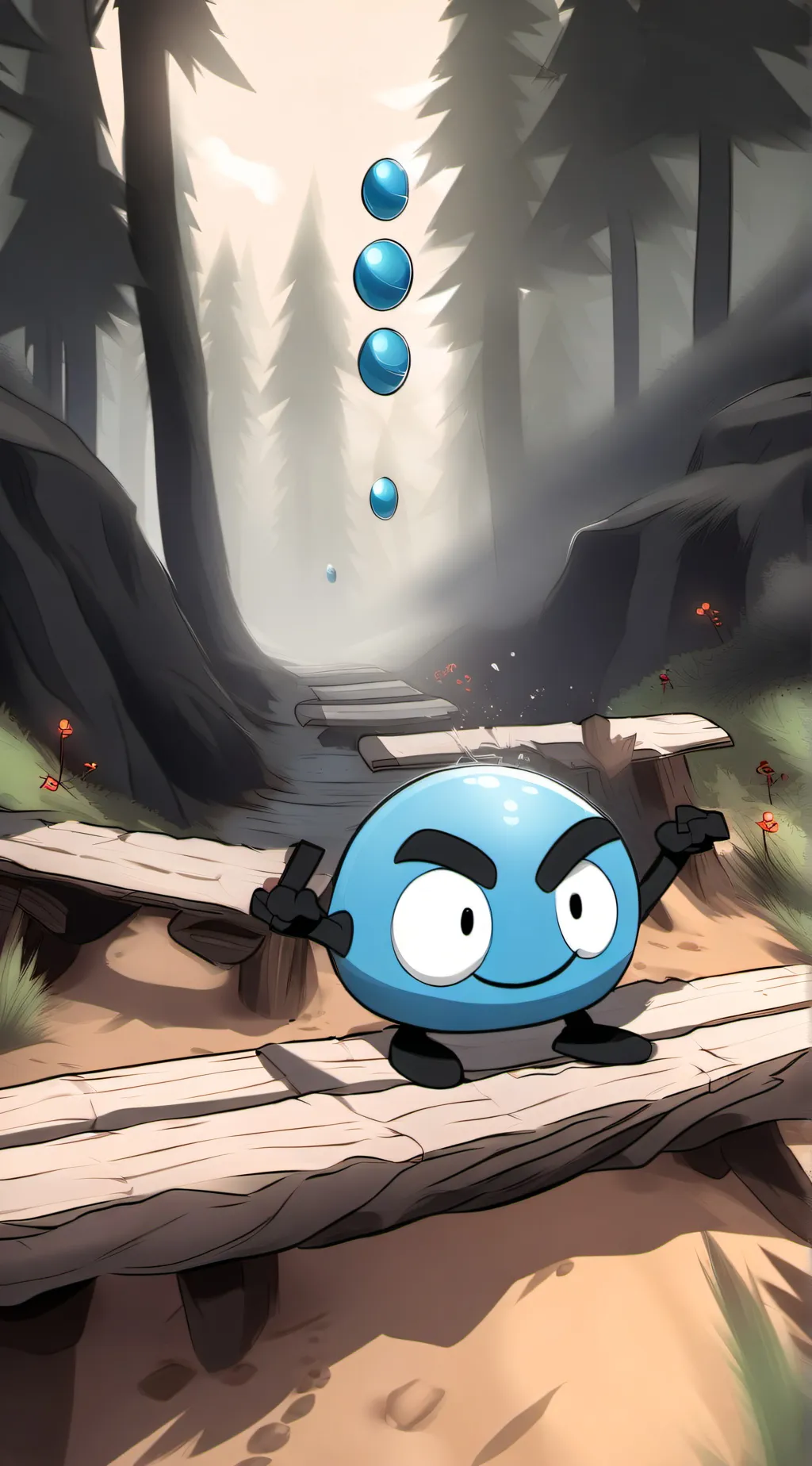 ai character: bfdi balance beam background