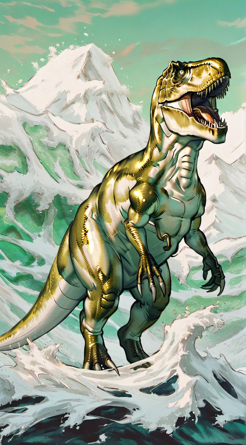 ai character: golden rexy background