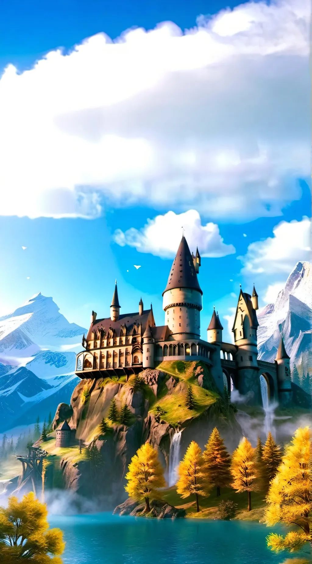 ai character: beach Hogwarts  background