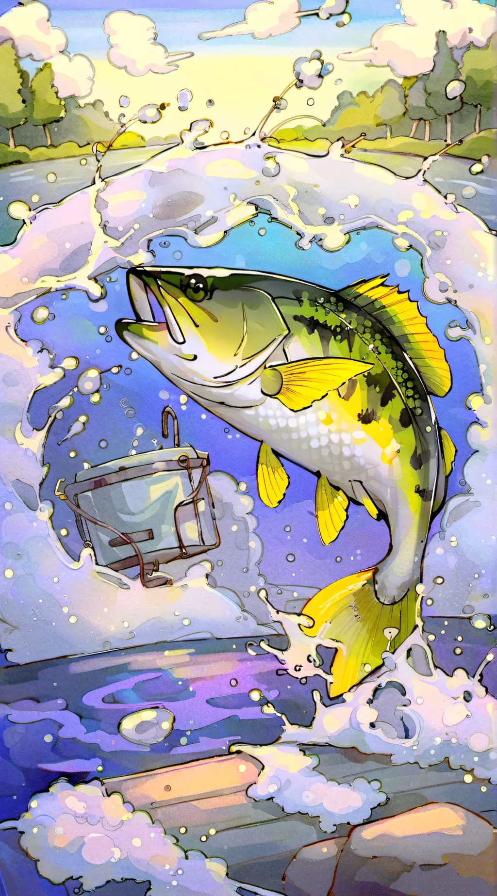 ai character: Fishing  background