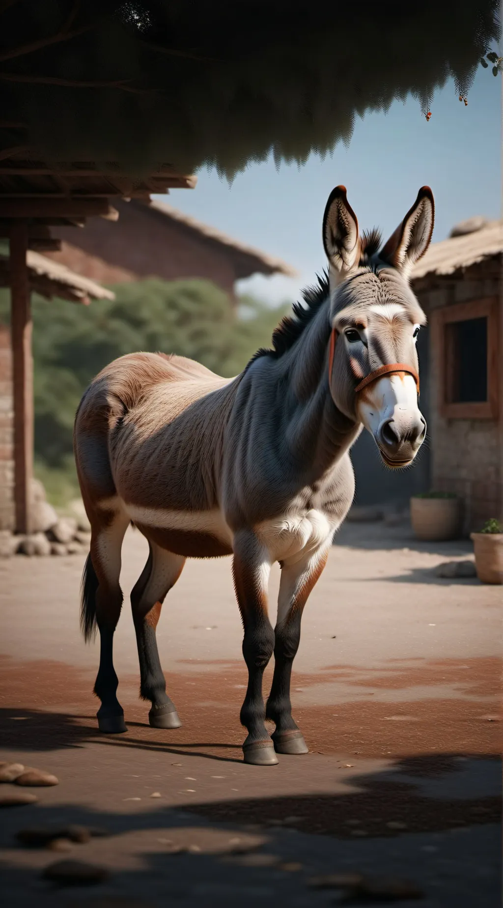 ai character: Donkey from shrek background