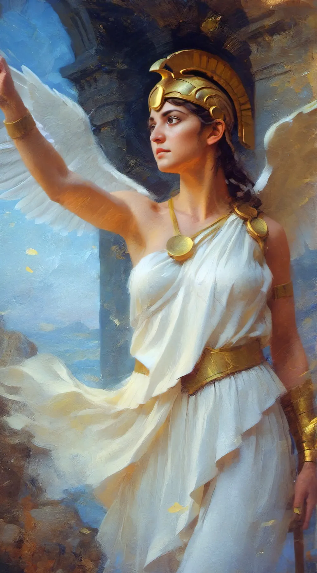 ai character: Athena Goddess  background