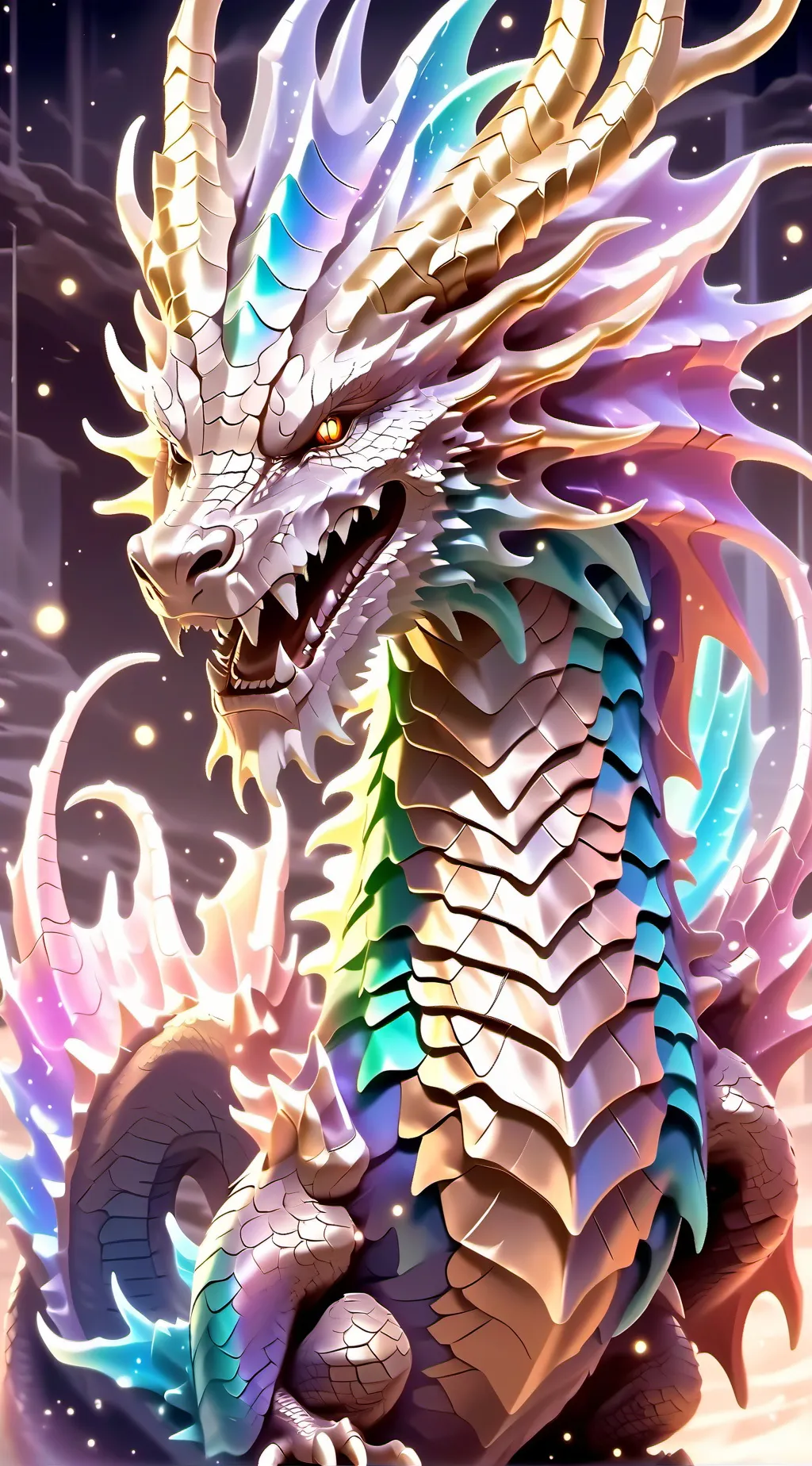 ai character: Rainbow the dragon background