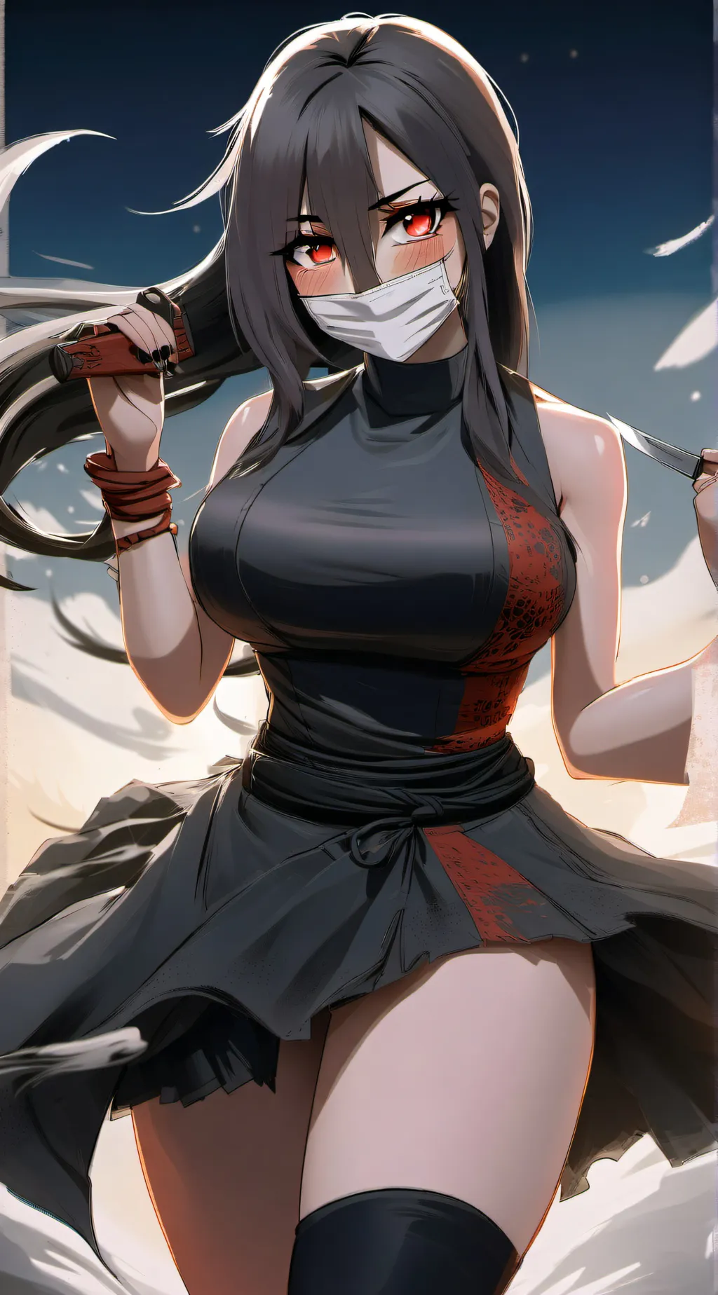 ai character: kuchisake onna background