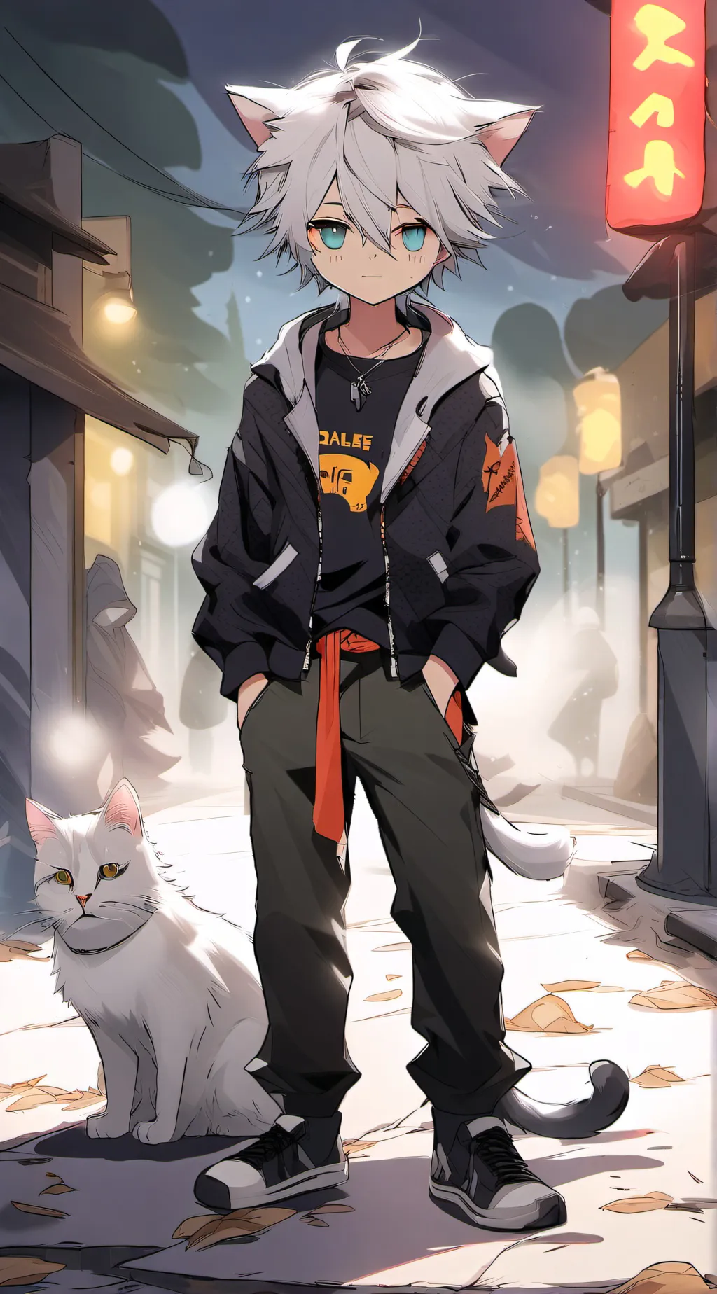 ai character: abandoned neko background