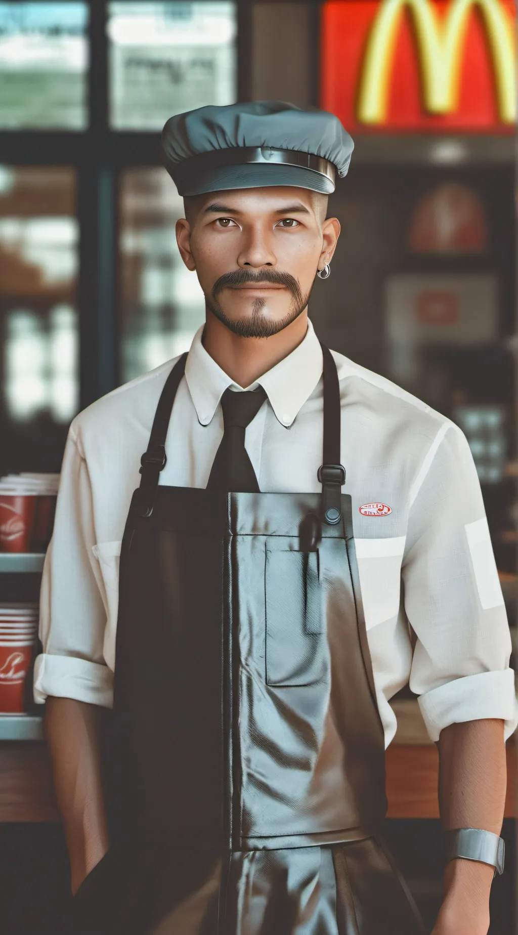 ai character: McDonald’s worker background