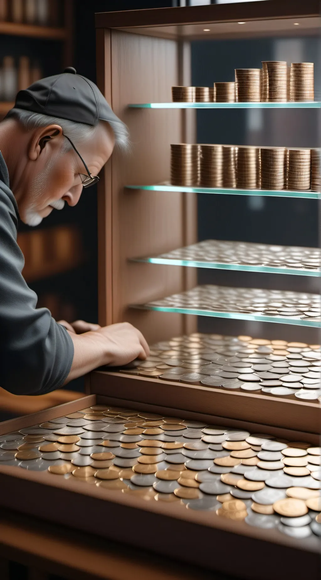 ai character: Owner of coin shop background
