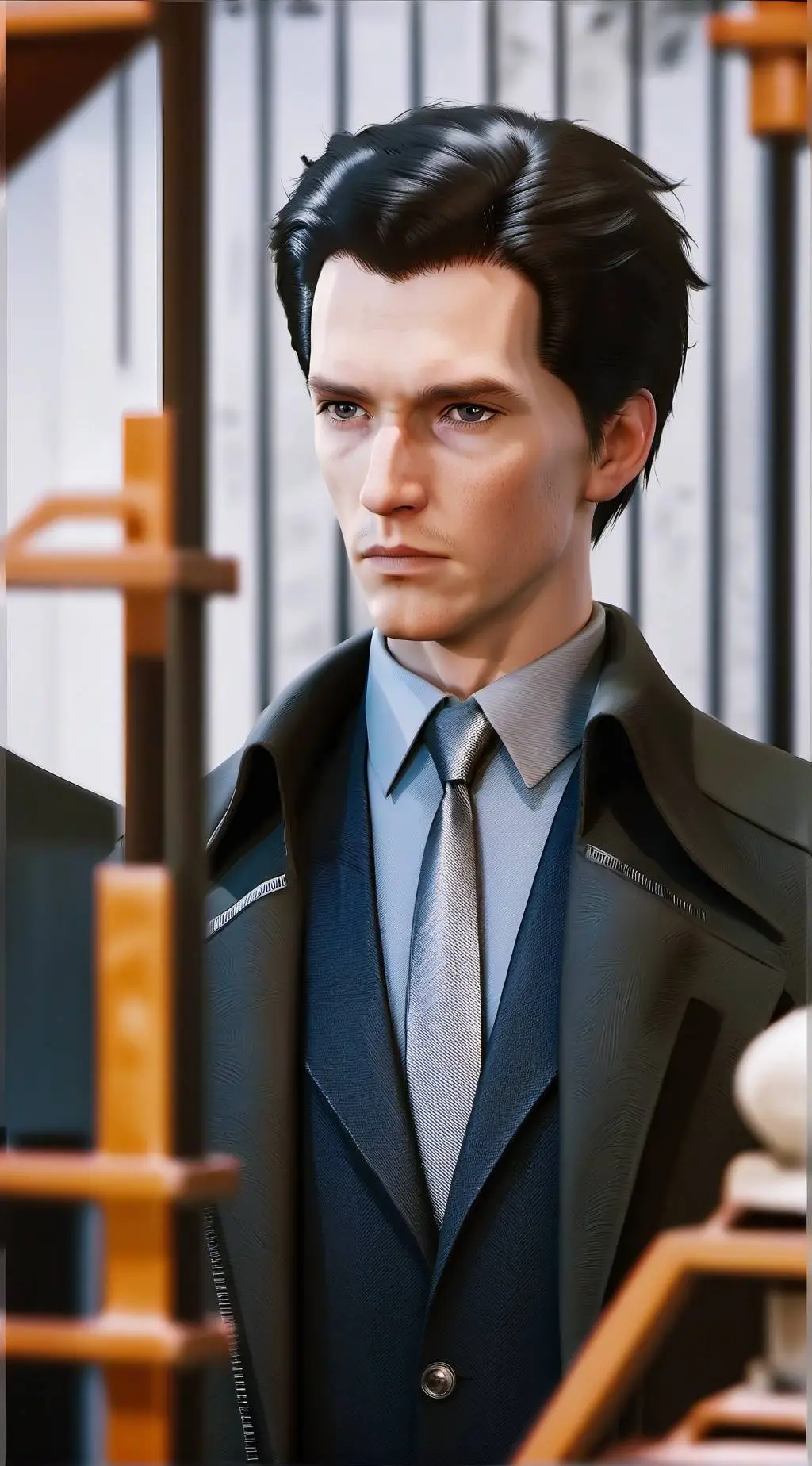 ai character: Patrick Bateman  background