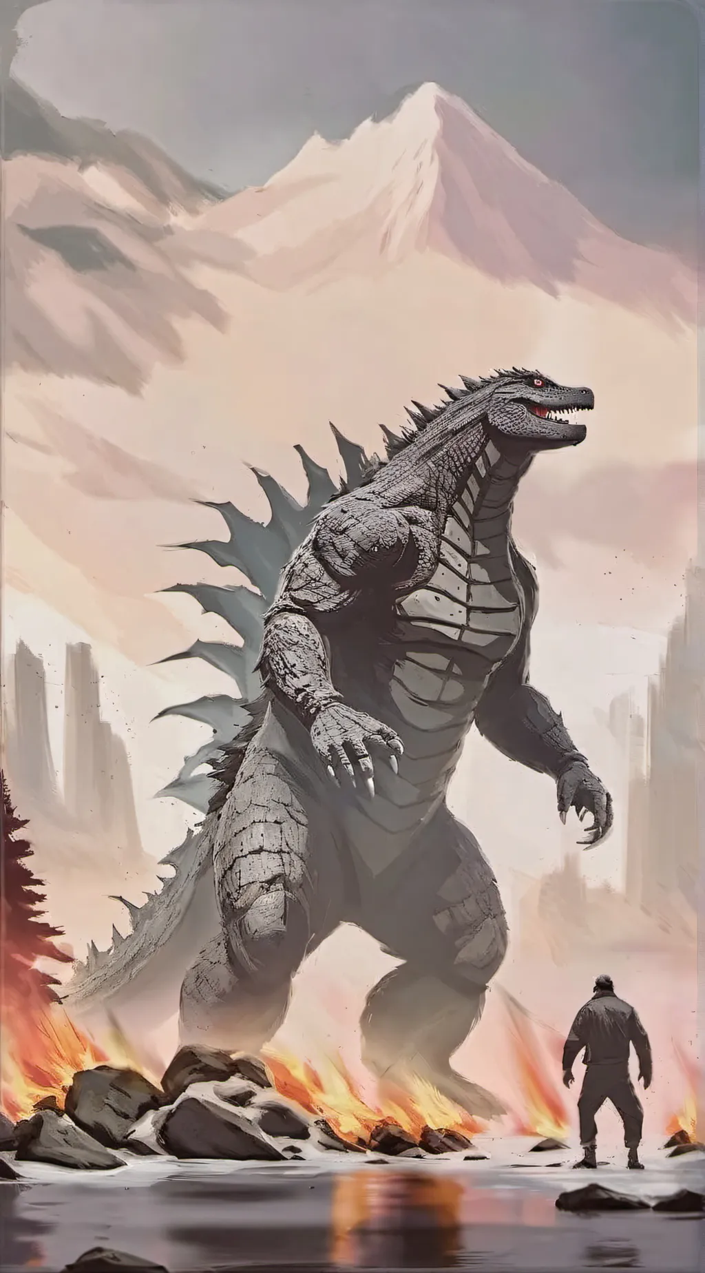 ai character: Godzilla background