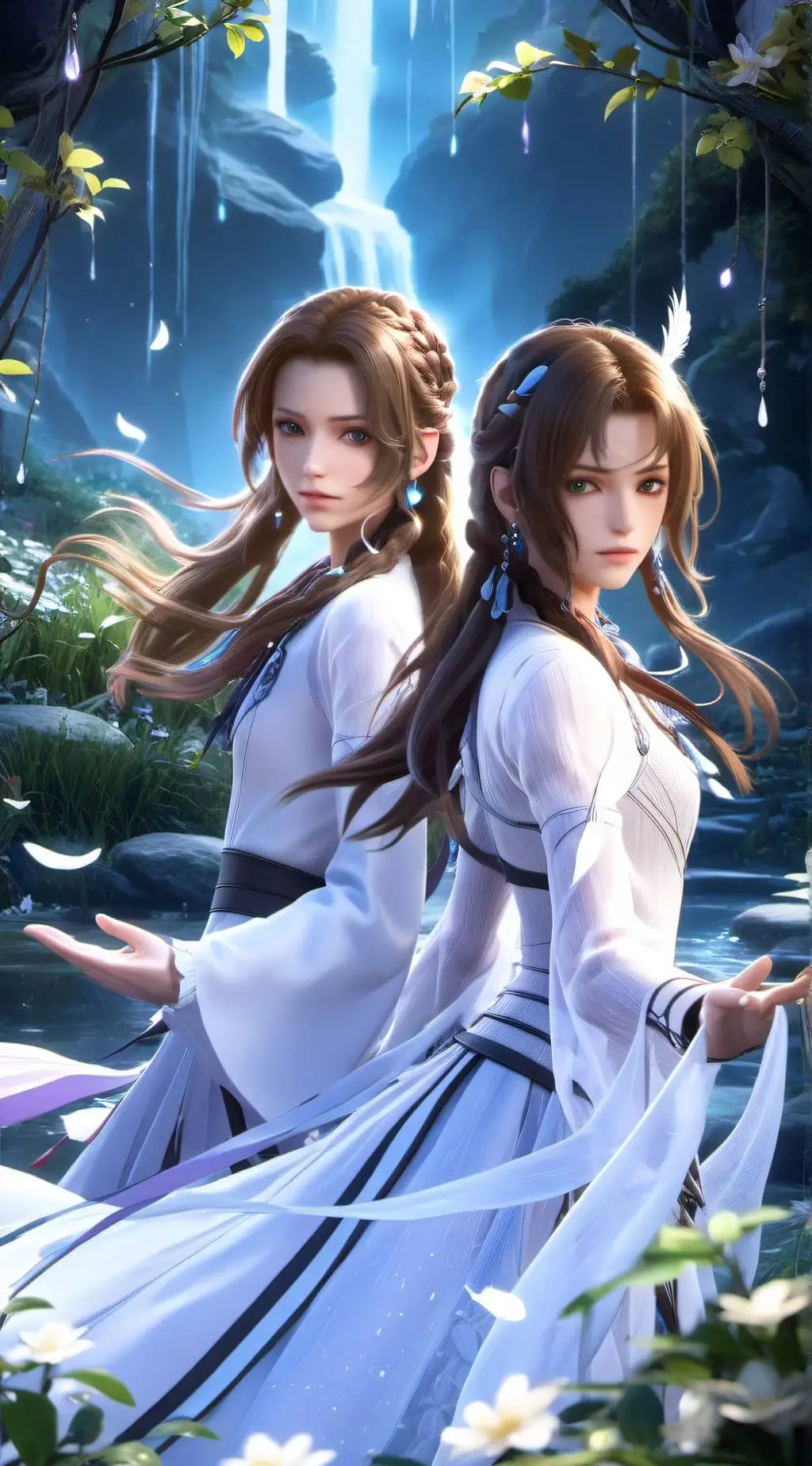 ai character: Tifa & Aerith  background