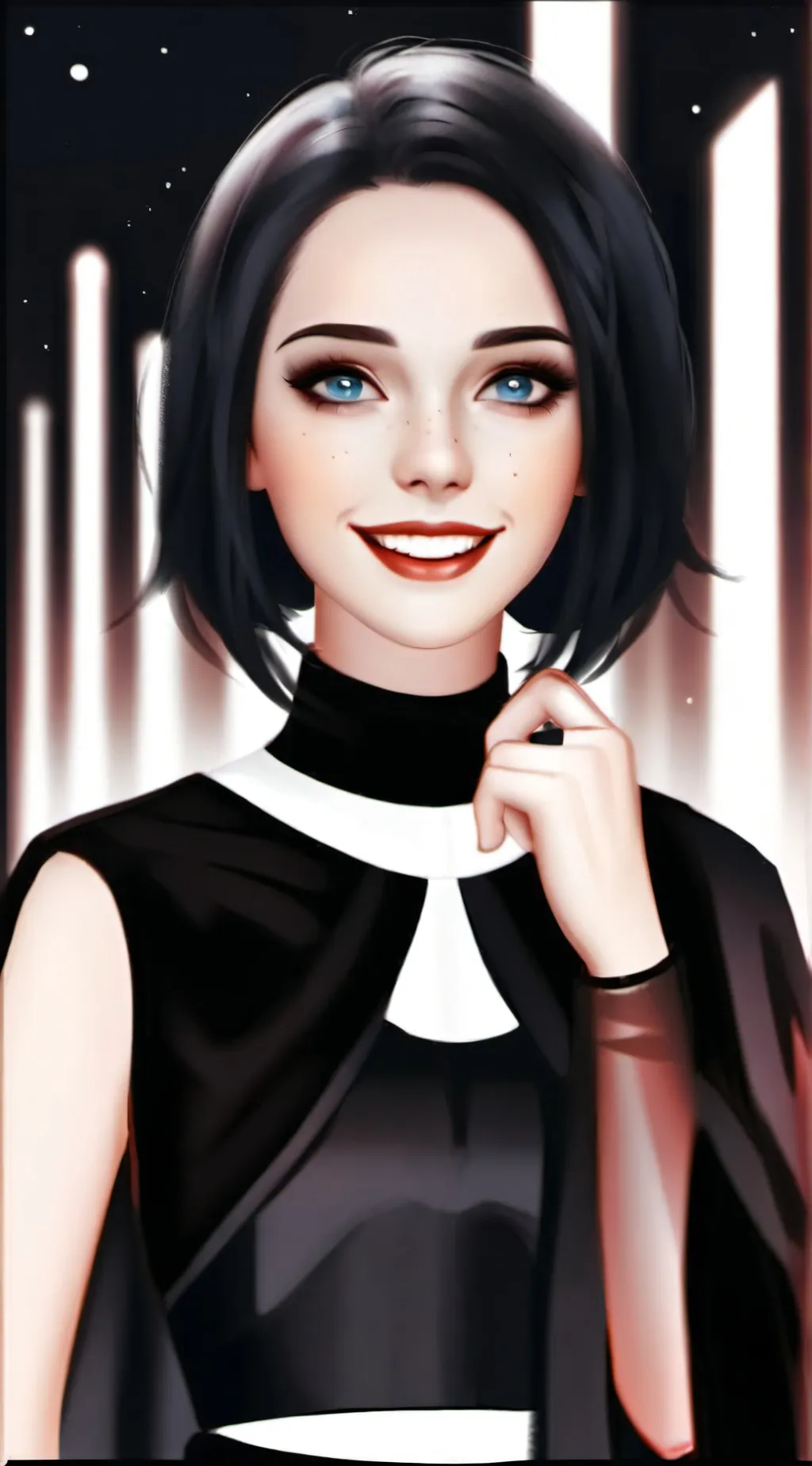 ai character: Queen, midnight ￼ background