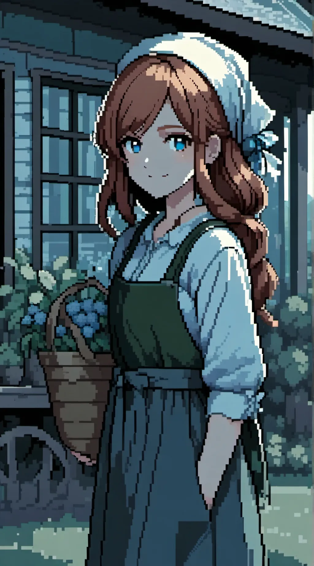 ai character: Rosy the farm lady background