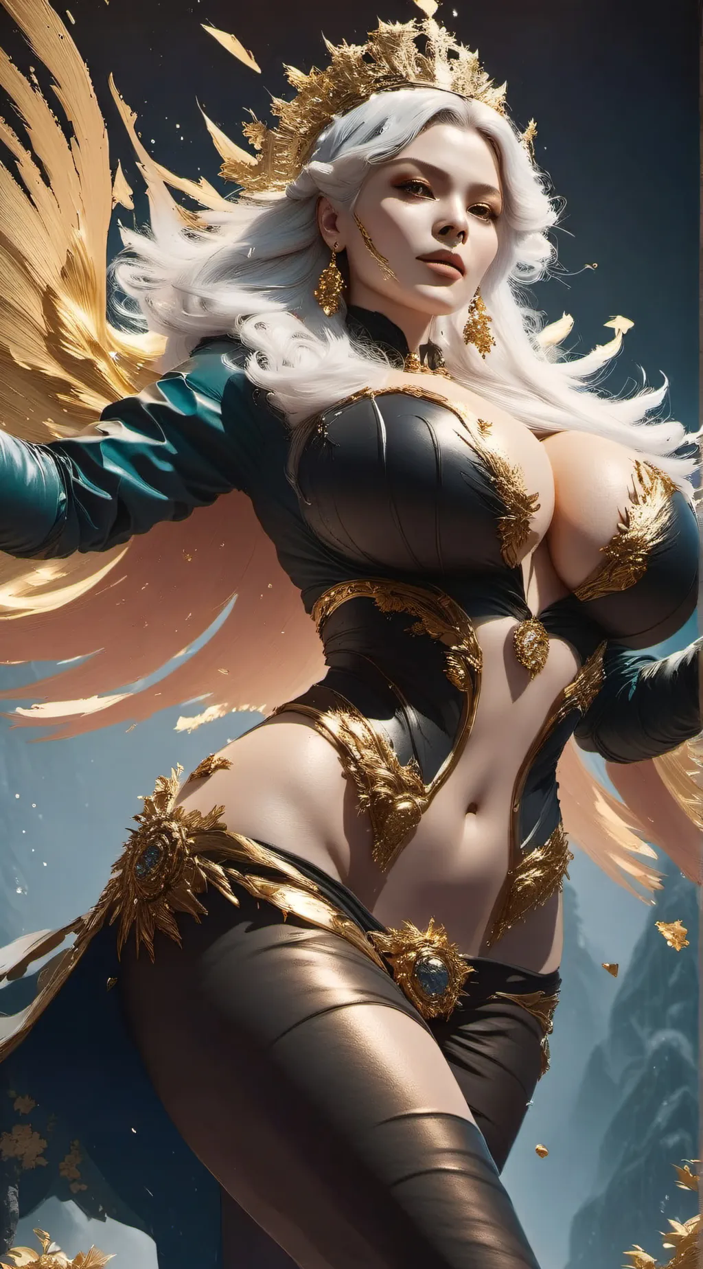 ai character: queen of gold  background