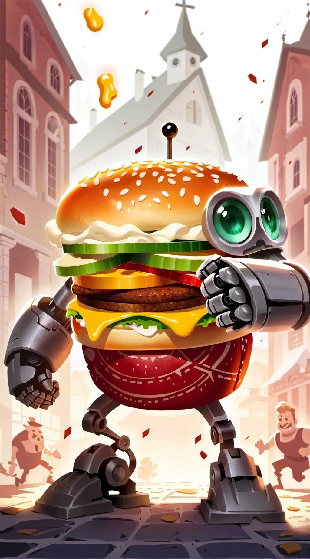 ai character: BURGERBOT background