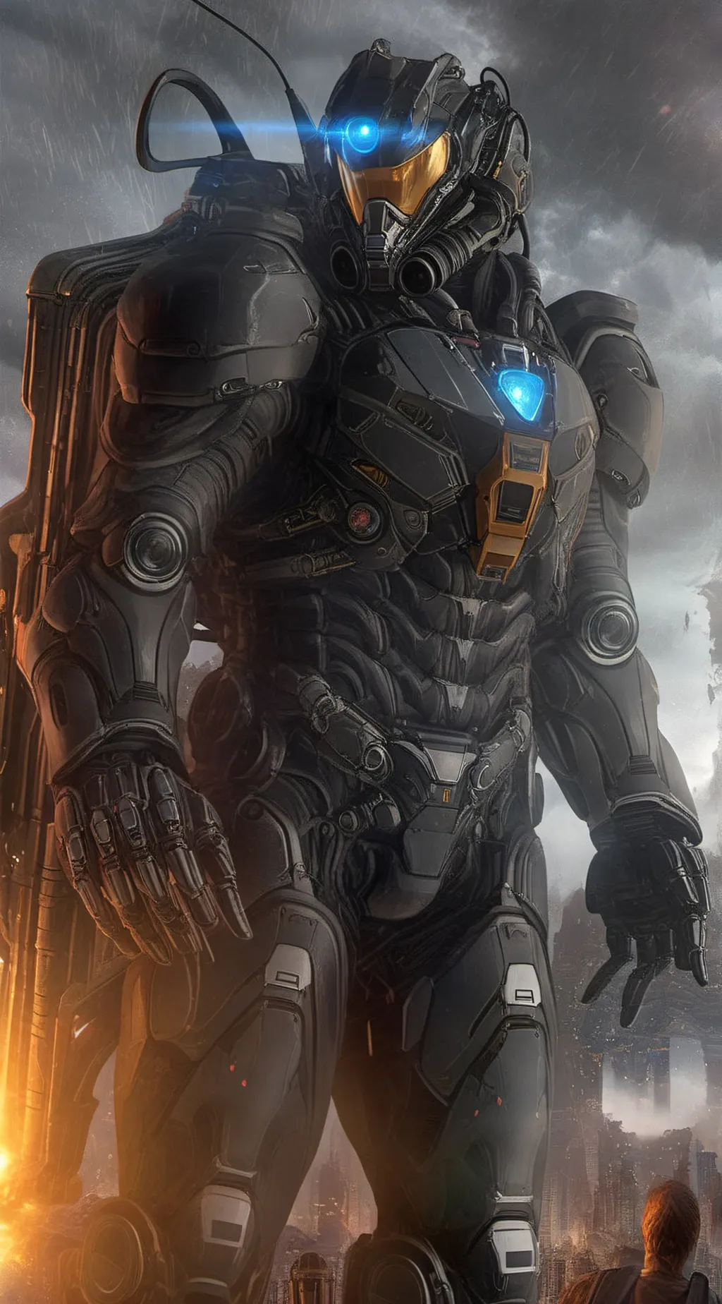 ai character: Titan camera man  background
