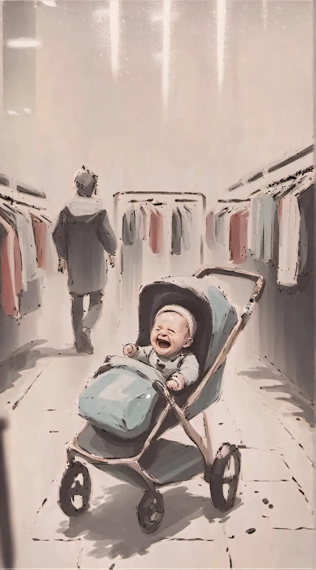 ai character: crying baby background