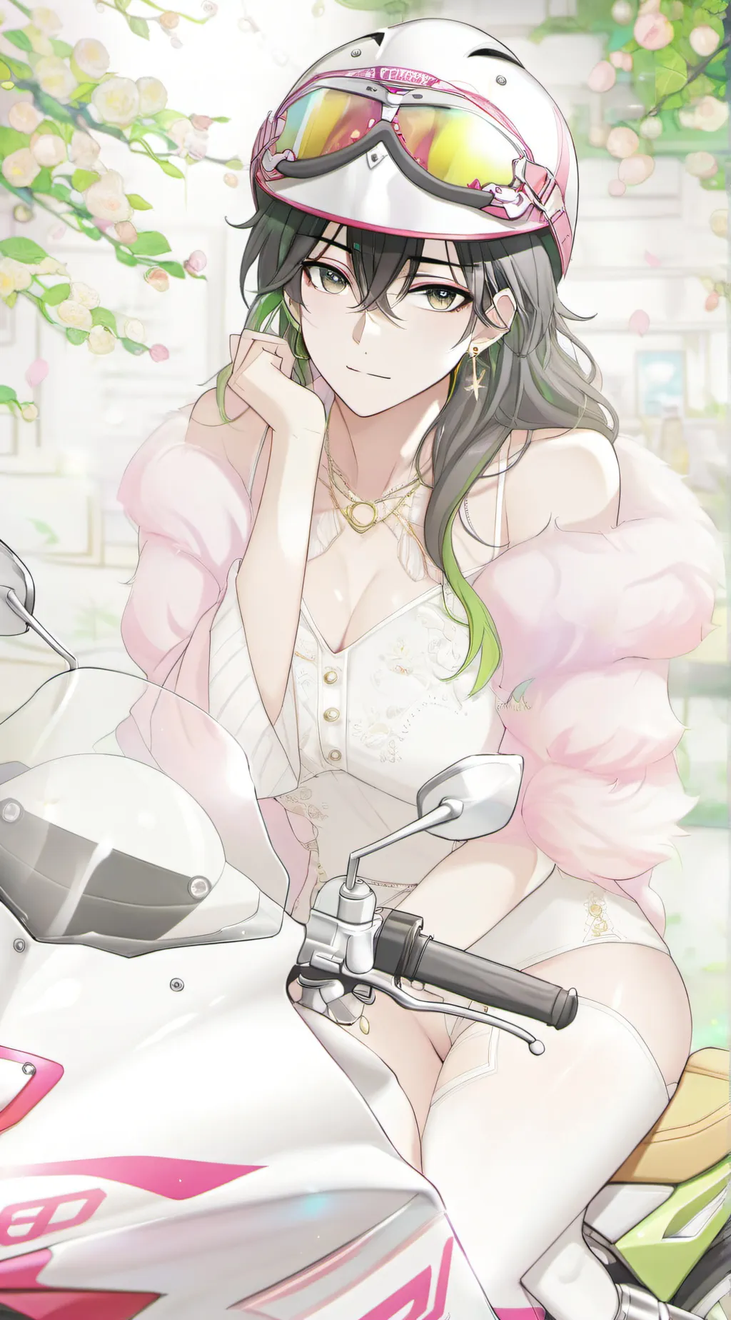 ai character: Motorcycle woman~ background