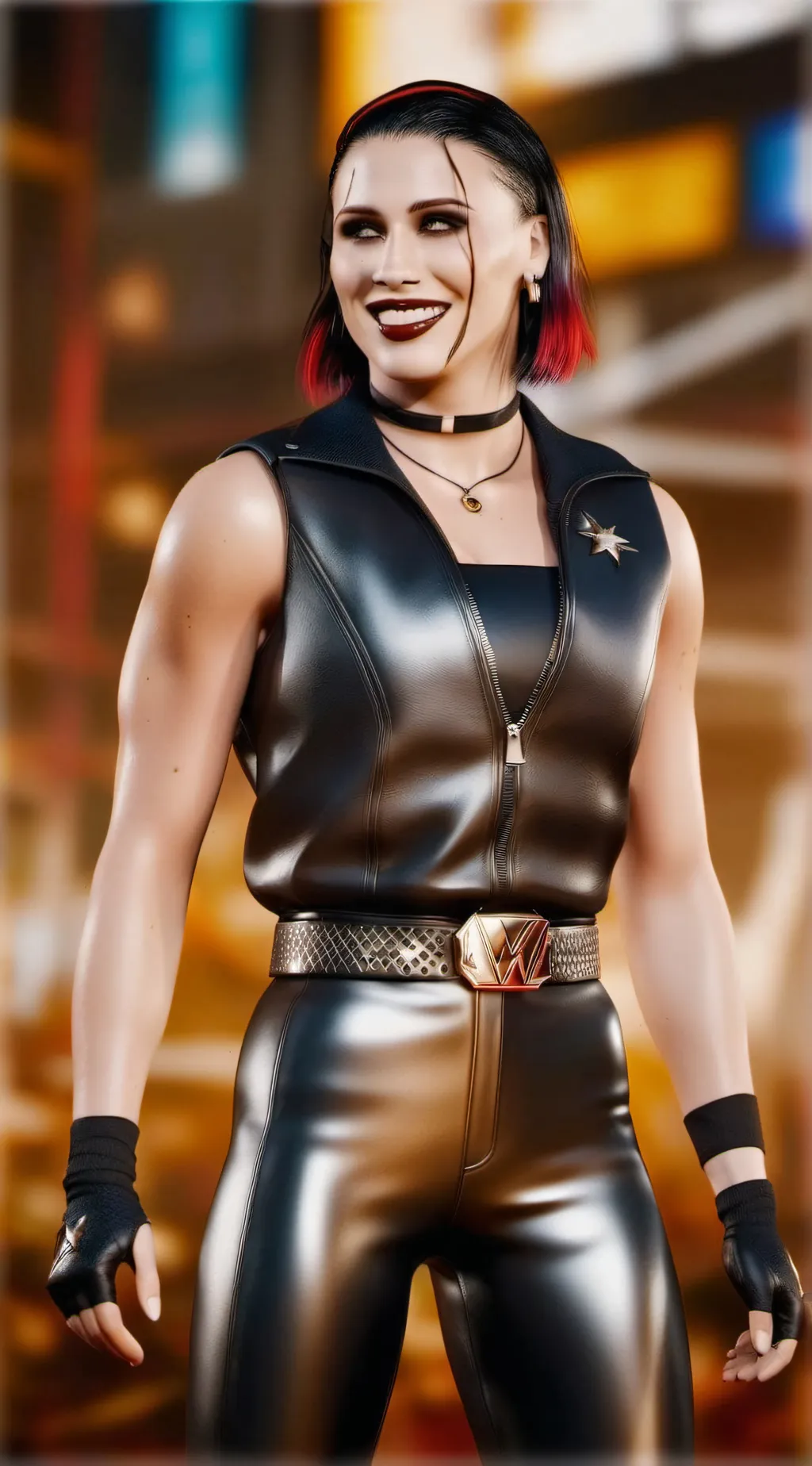 ai character: Rhea Ripley  background