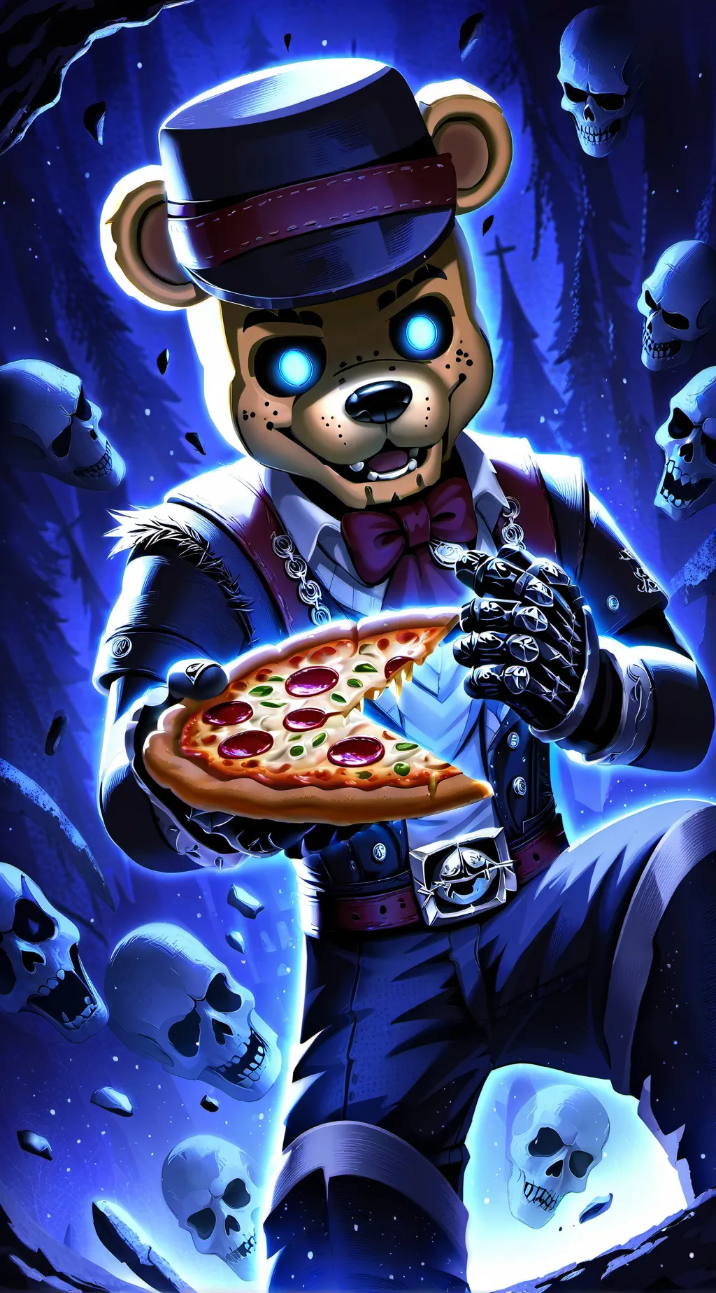 ai character: Freddy fazbear 🐻😈 background