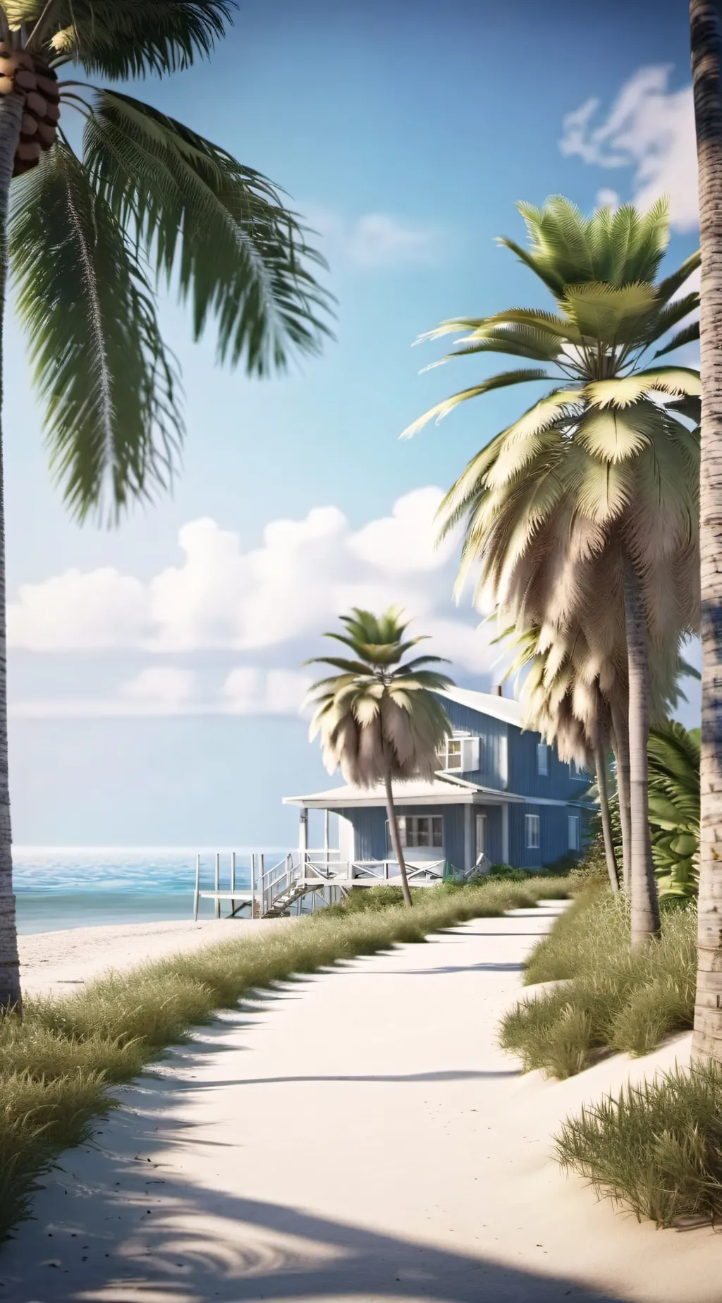 ai character: Anime beach day background
