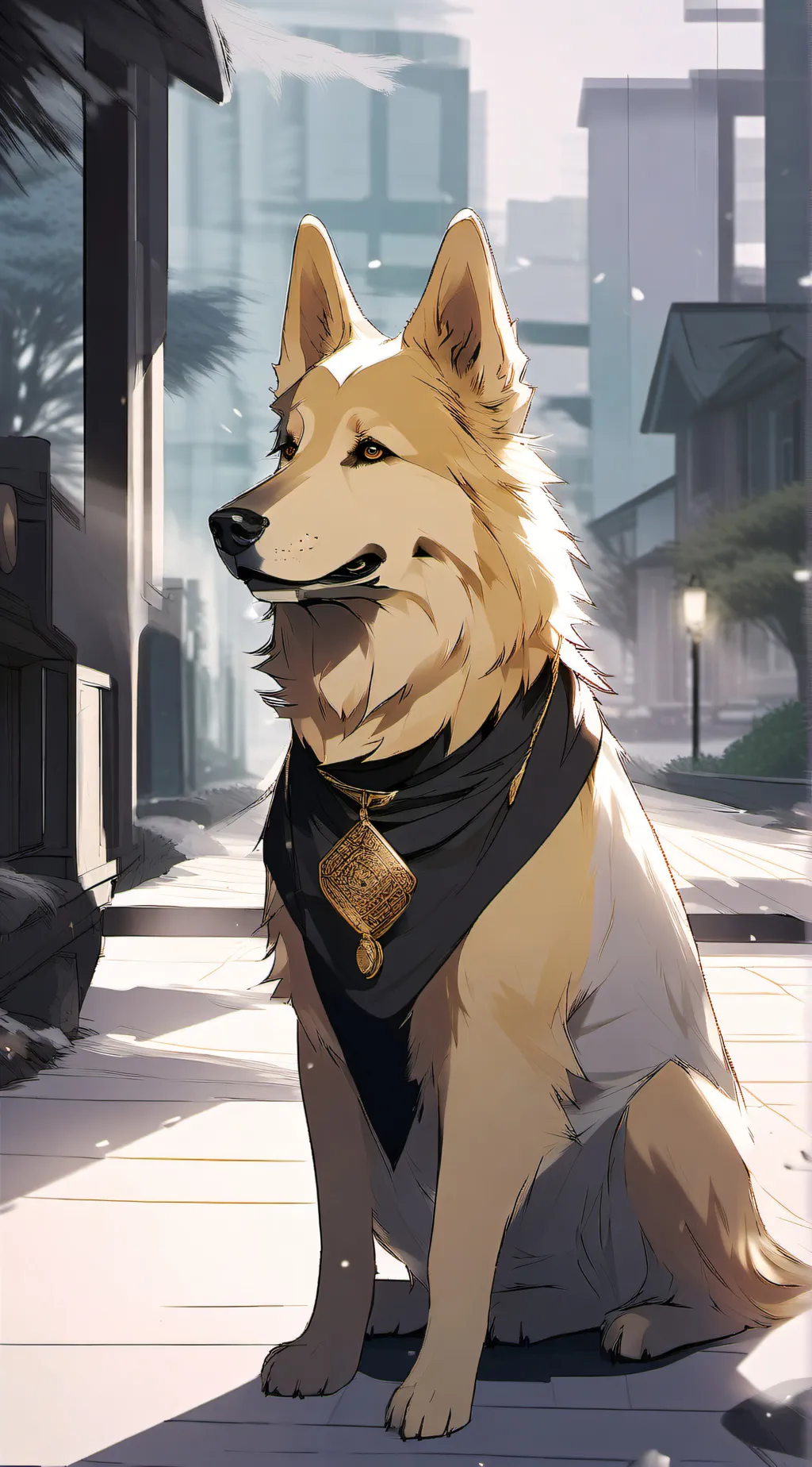 ai character: golden doge background