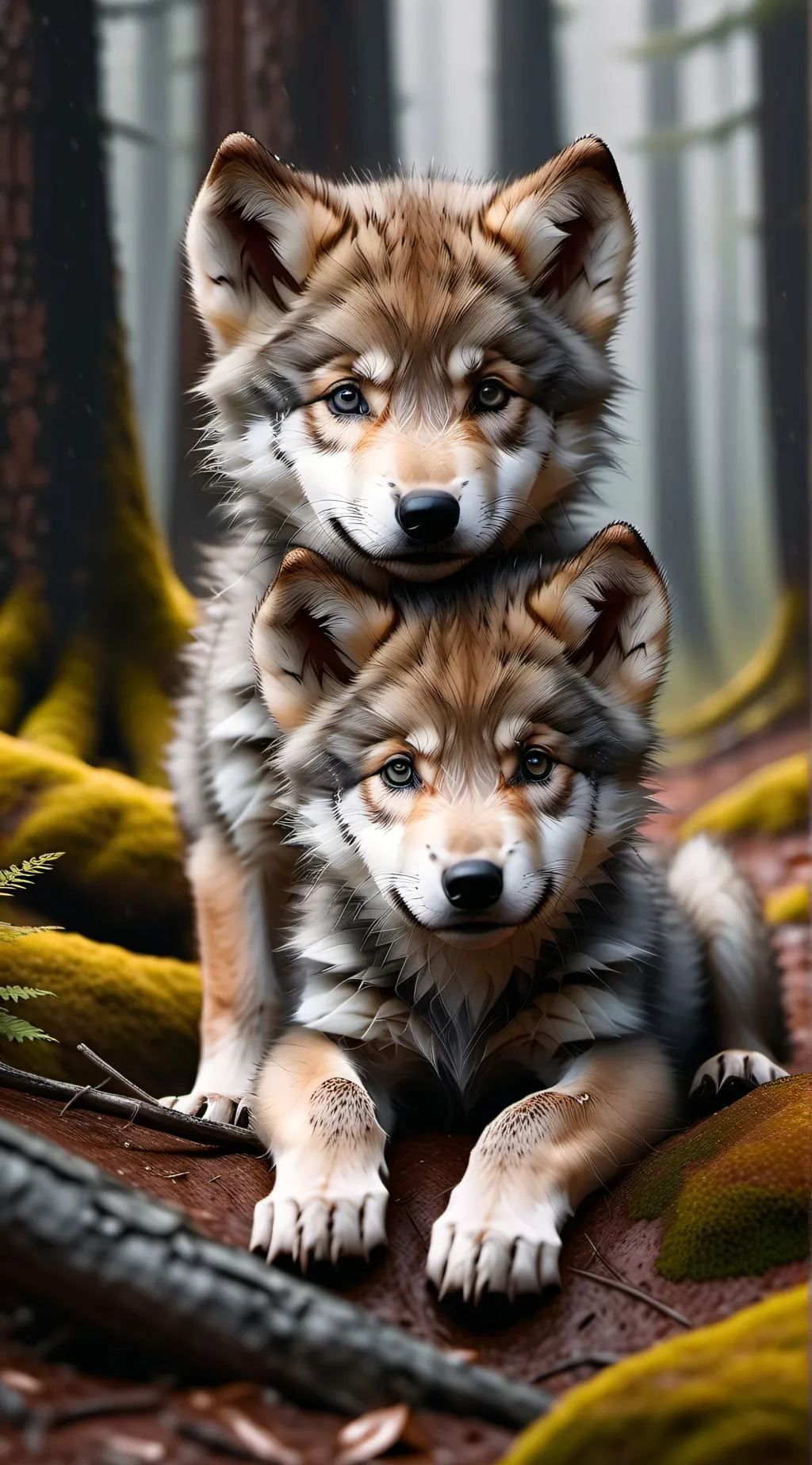 ai character: Abandoned wolf pup background