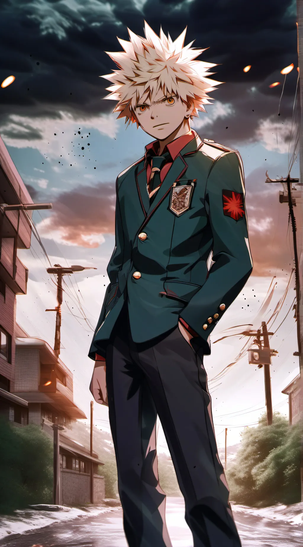 ai character: Katsuki Bakugo  background