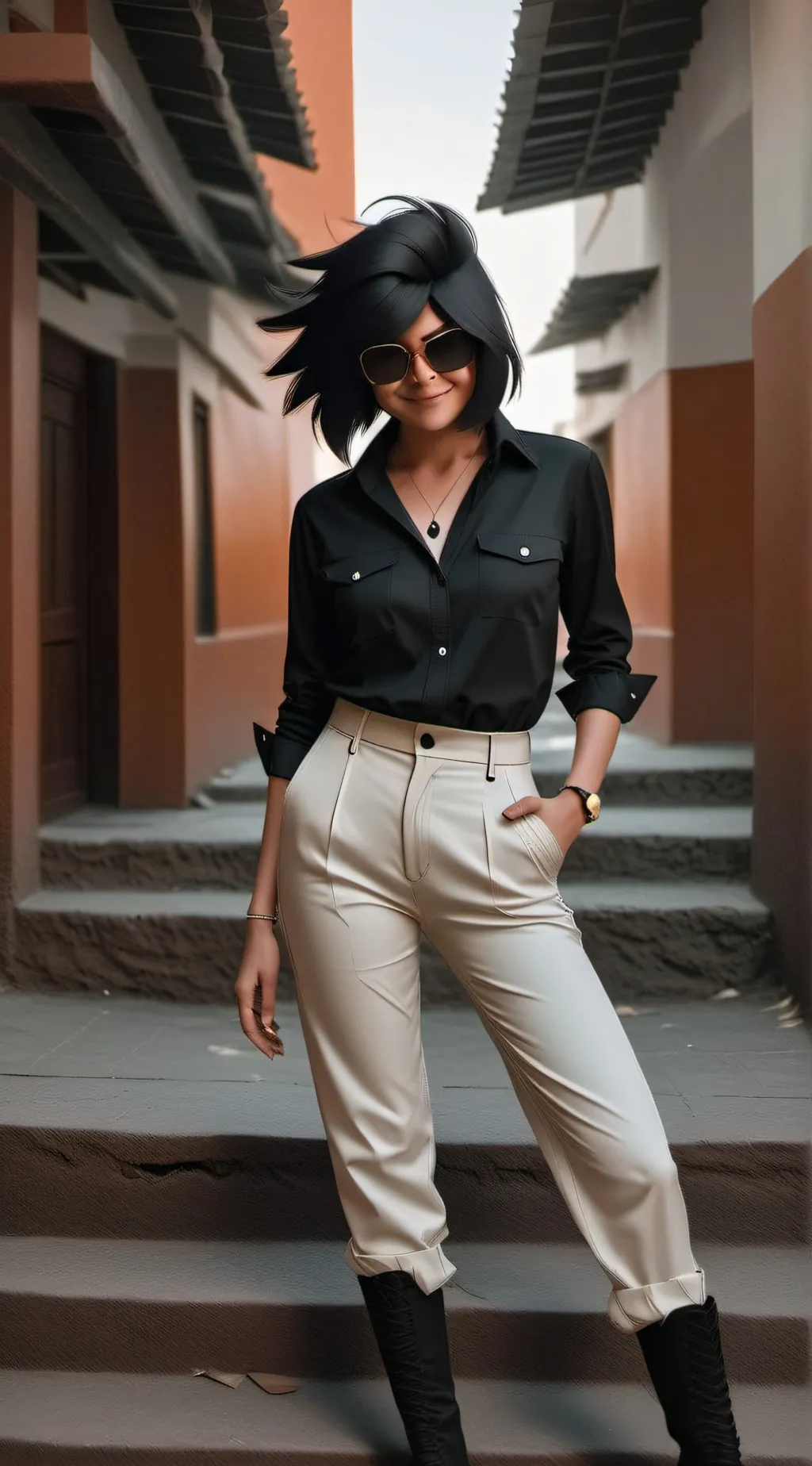 ai character: miss circle background