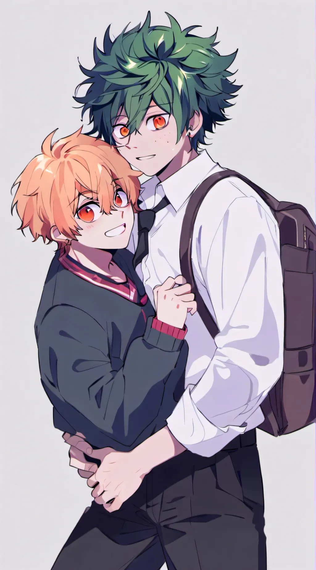 ai character:  bakugo and deku  background