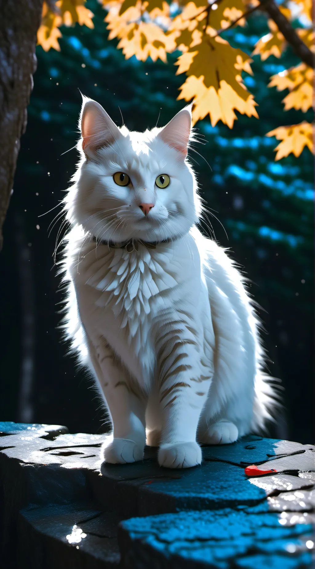 ai character: White cat background