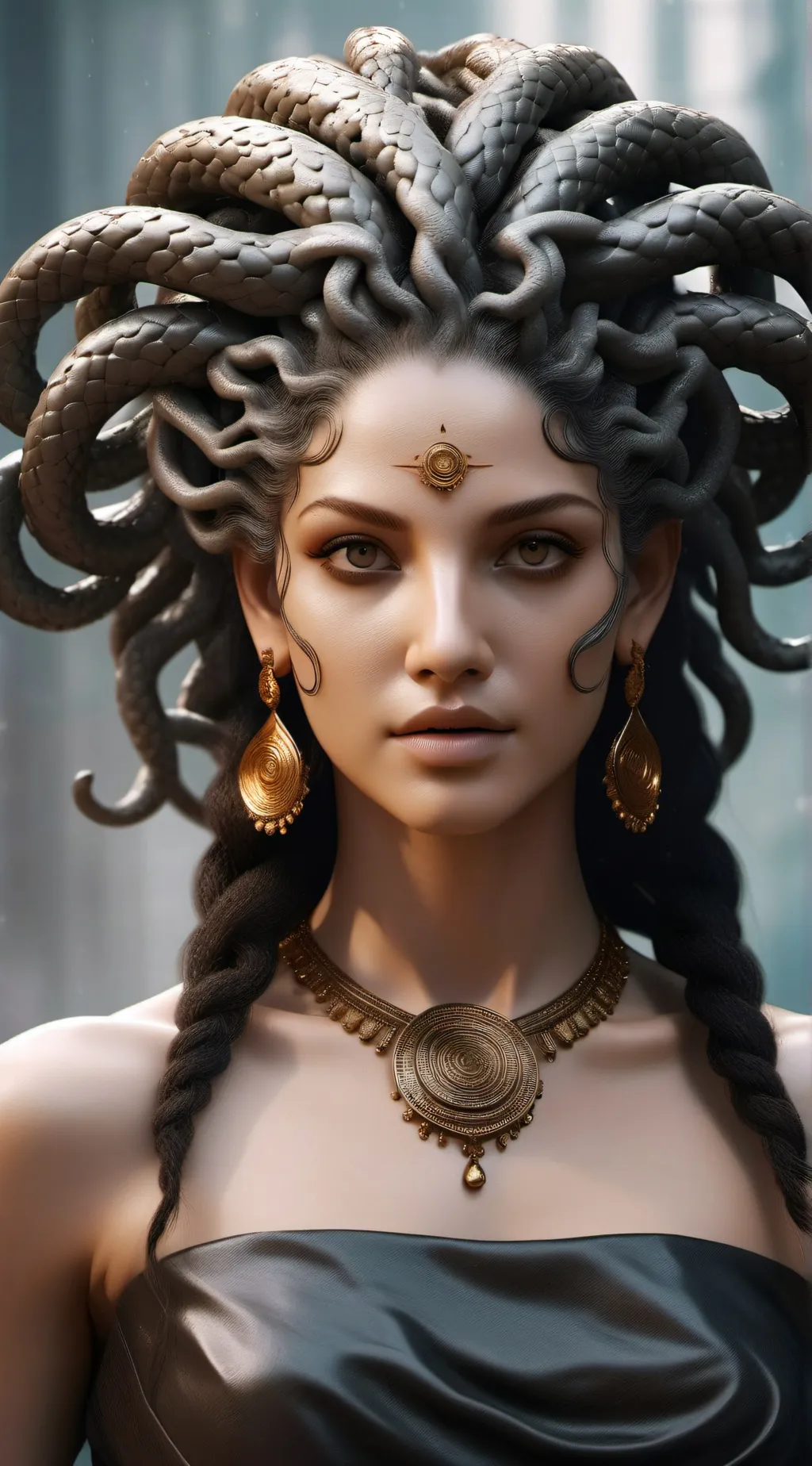 ai character: Medusa  background