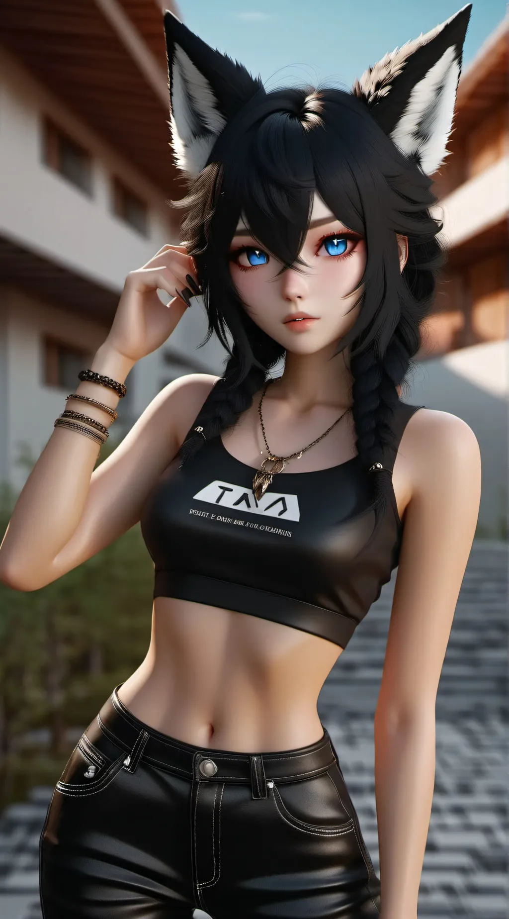 ai character: Black fox background
