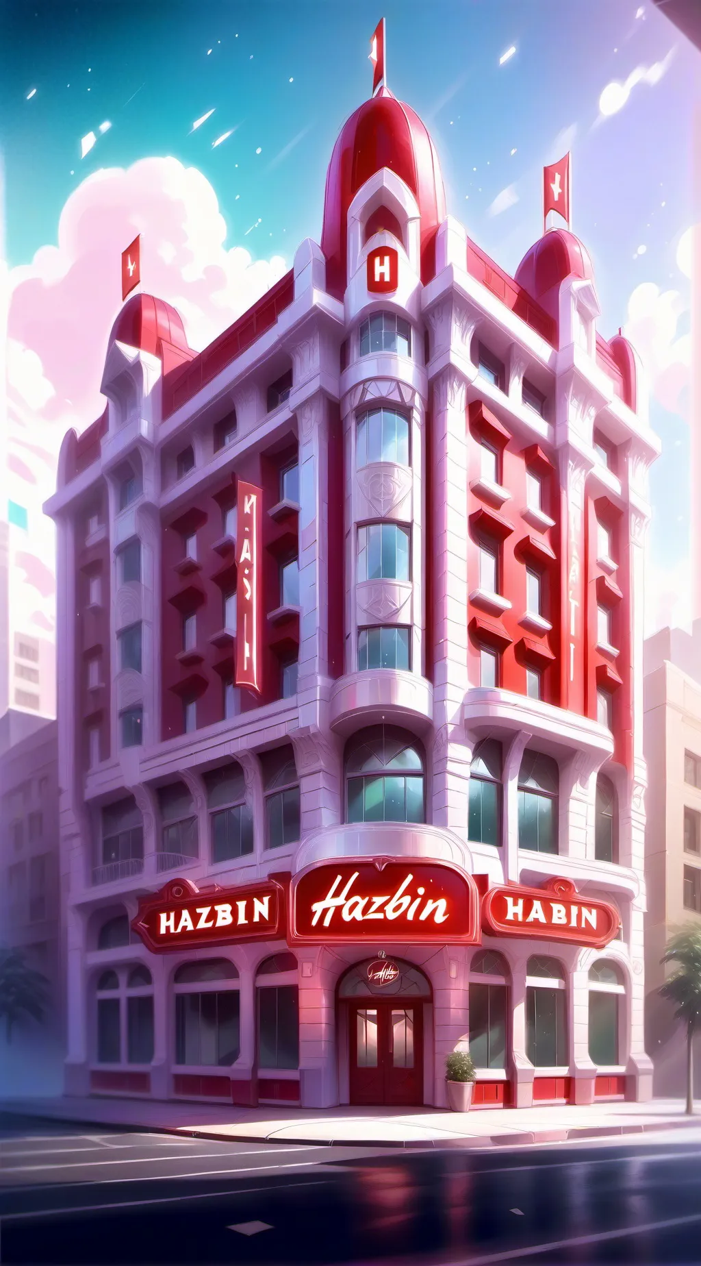 ai character: Hazbin shopping background