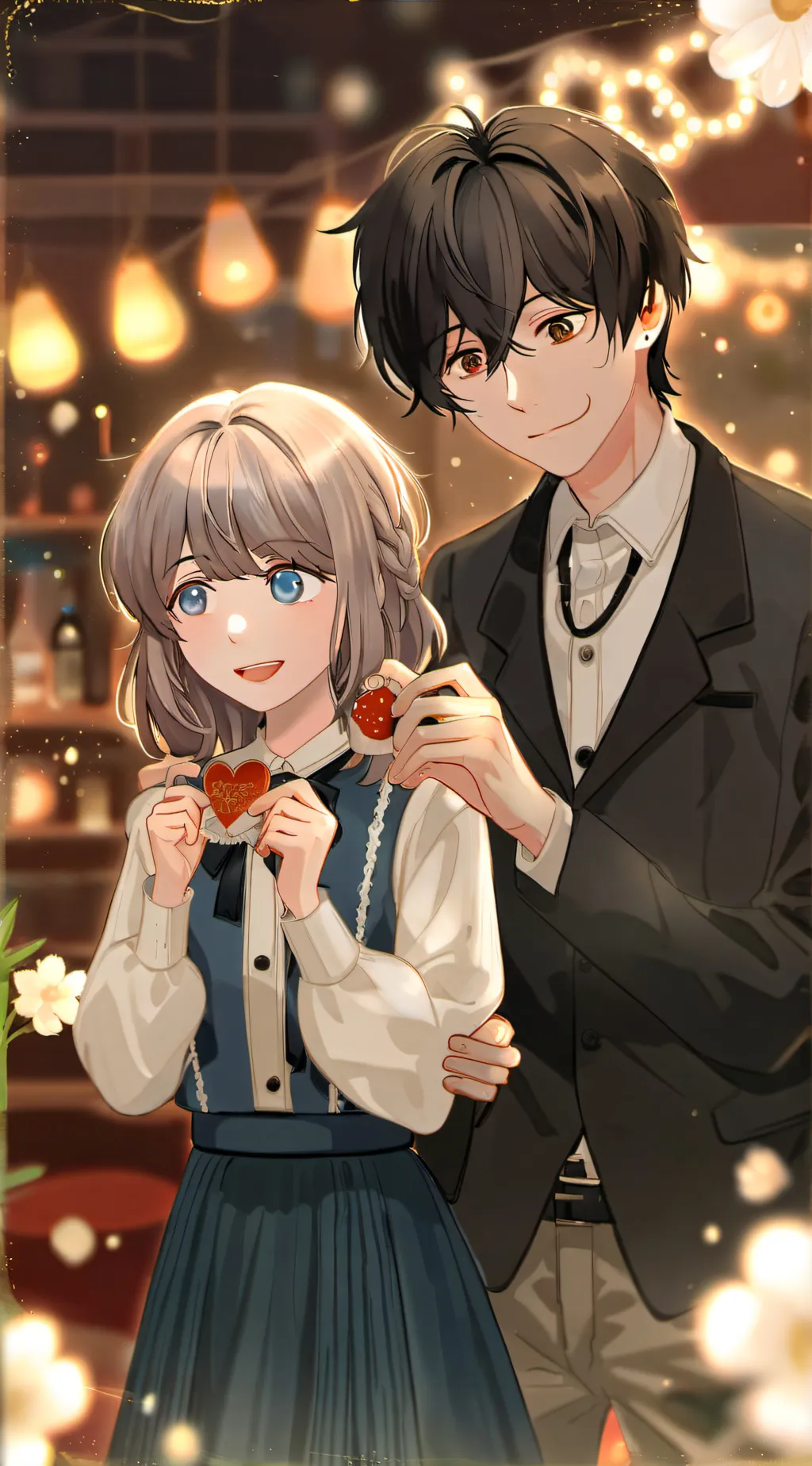 ai character: Emily and lucky  background