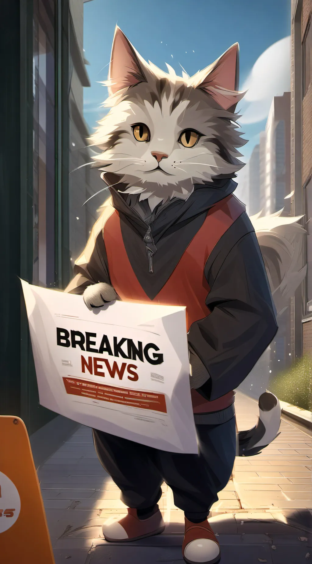 ai character: Andy(the news cat) background