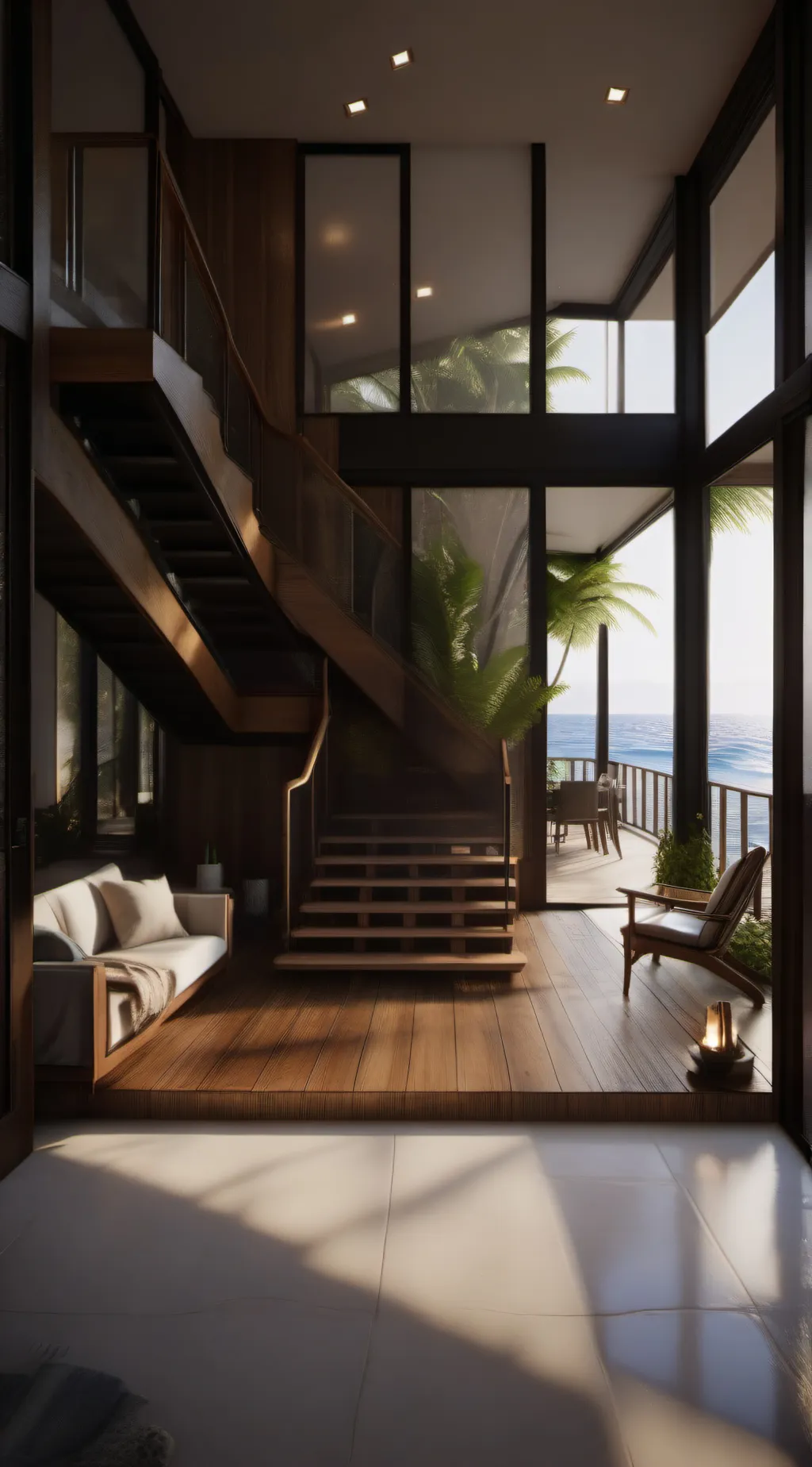 ai character: beache house background