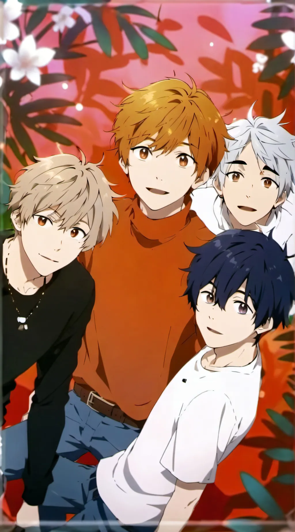 ai character: 4 boys in a jungle background