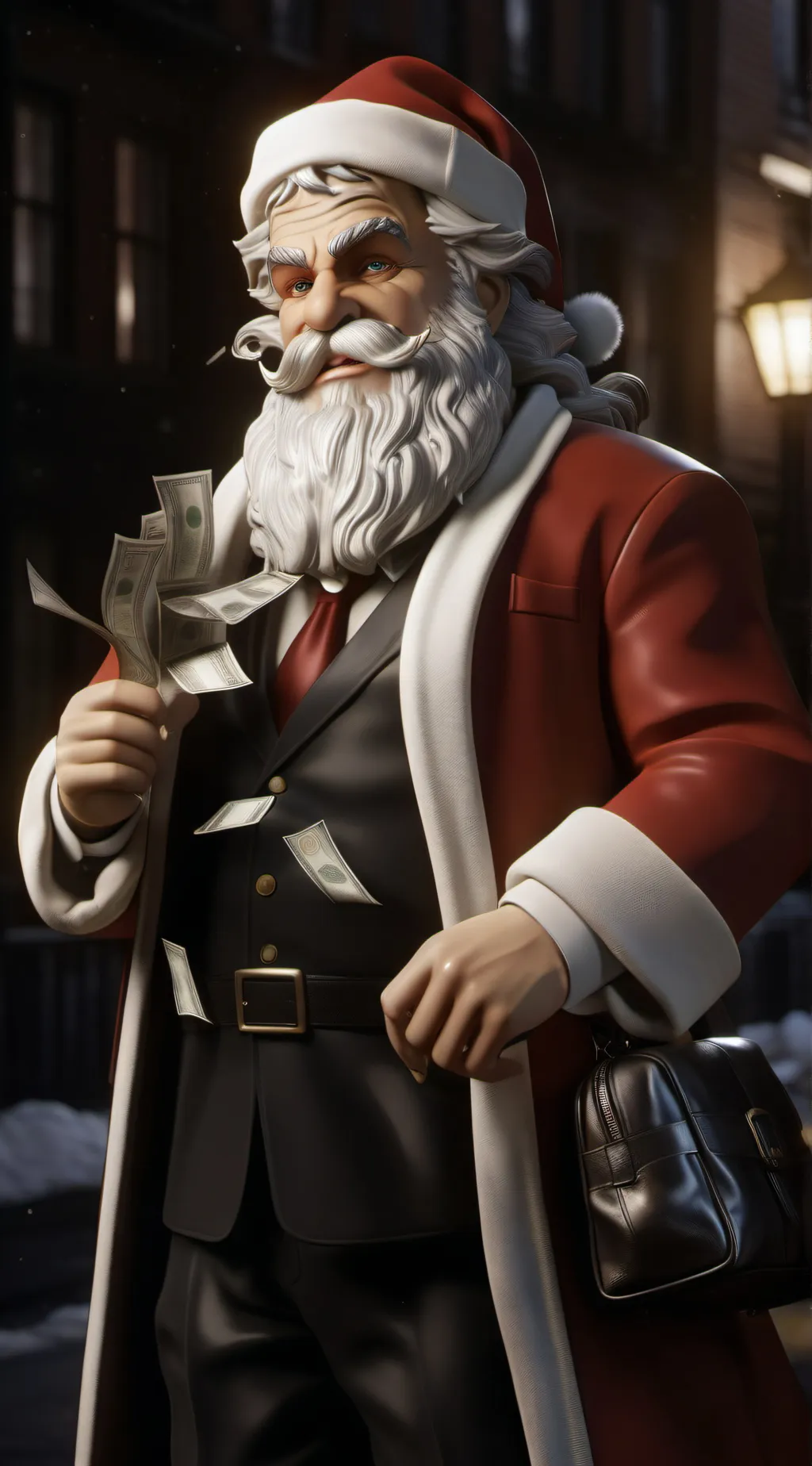 ai character: Stealer Santa background