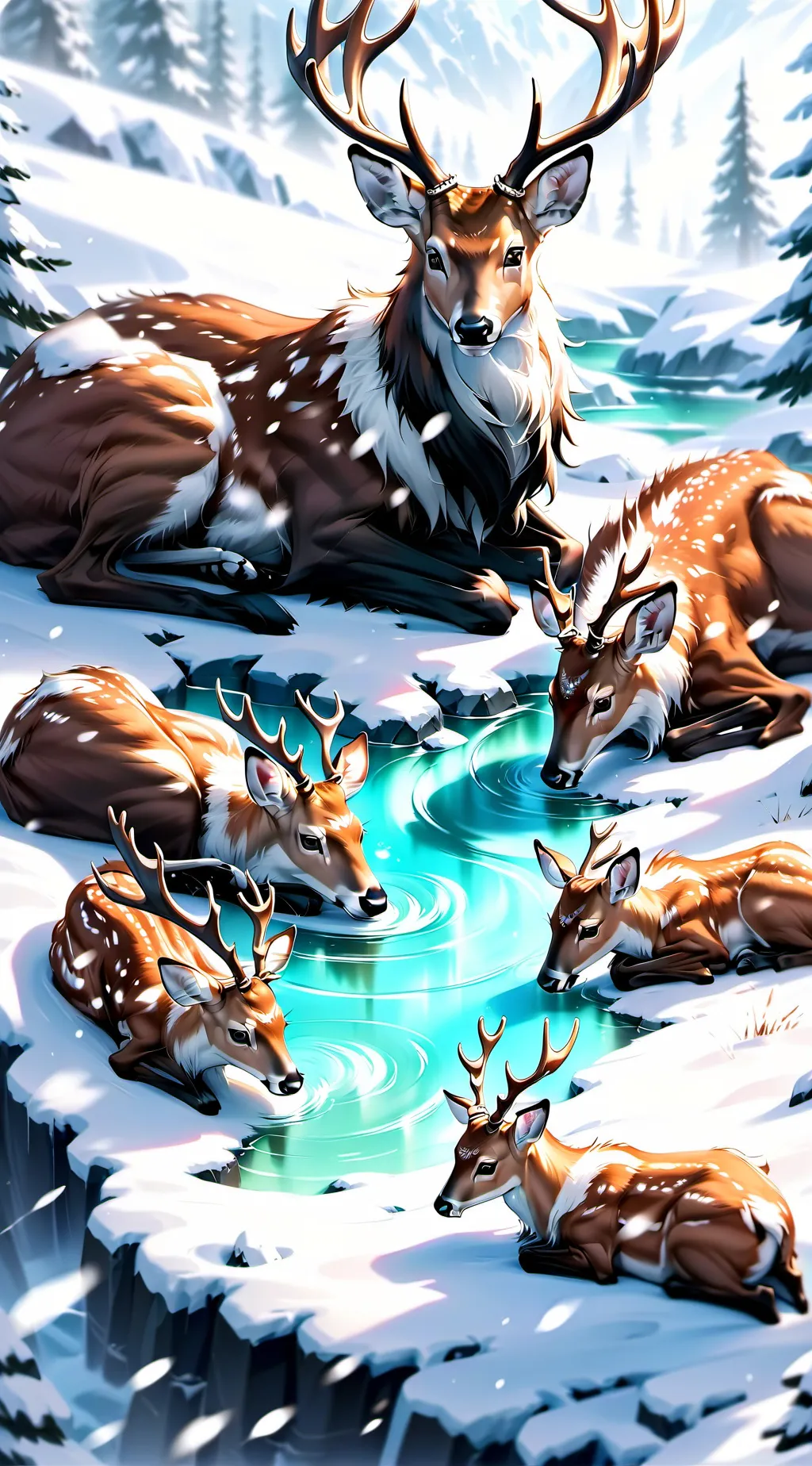 ai character: +Snøw Deer Herd+ background