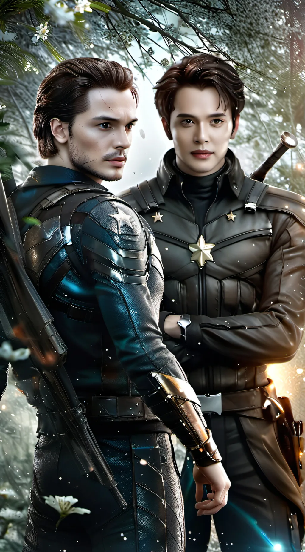 ai character: Bucky and Steve background