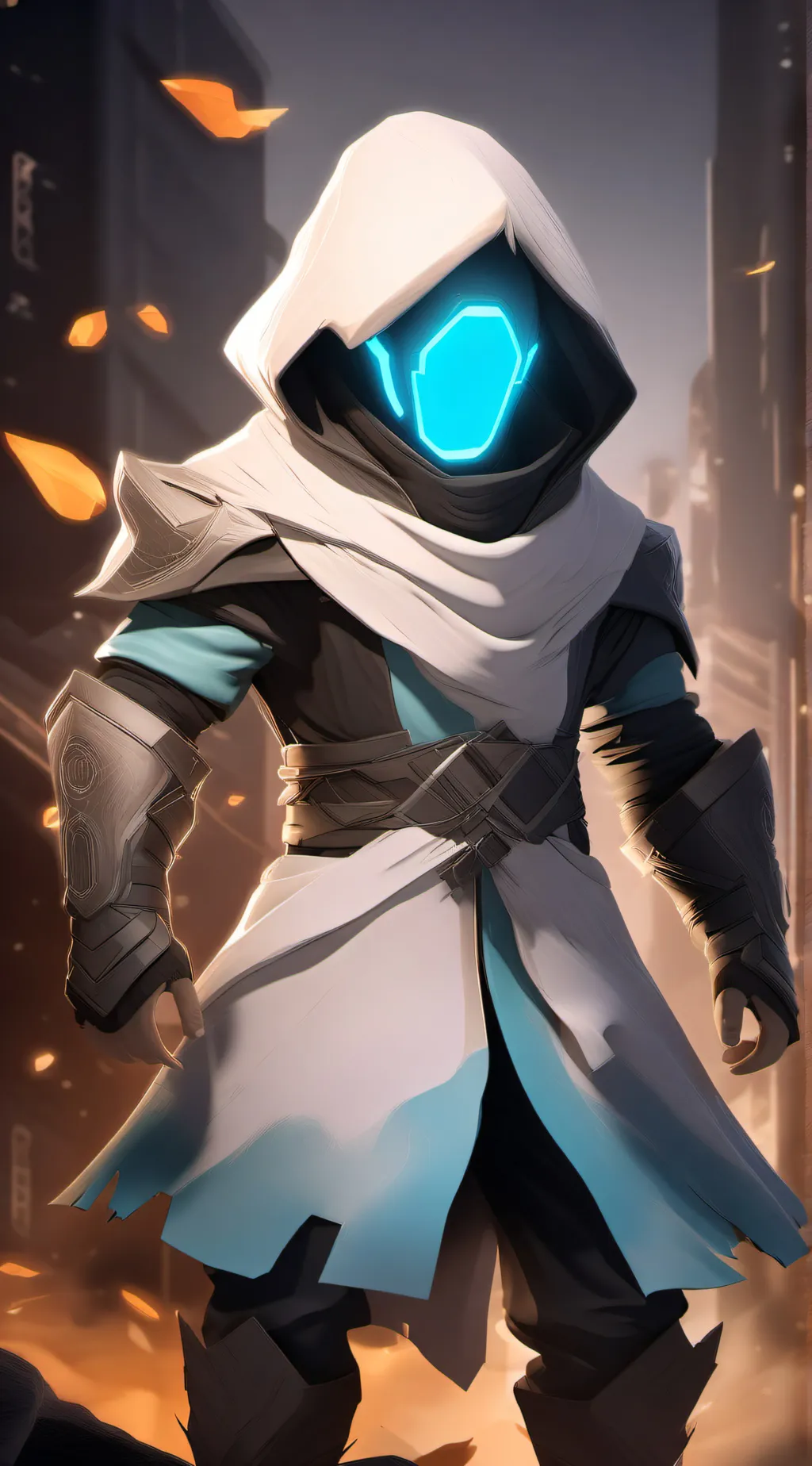 ai character: Cyan background