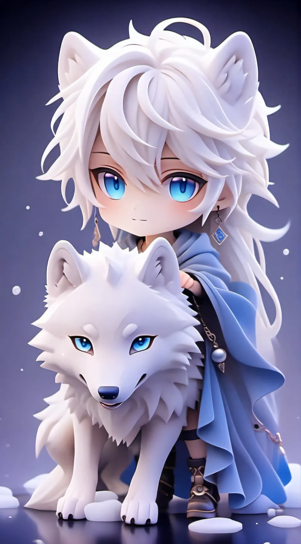 ai character: snowy background