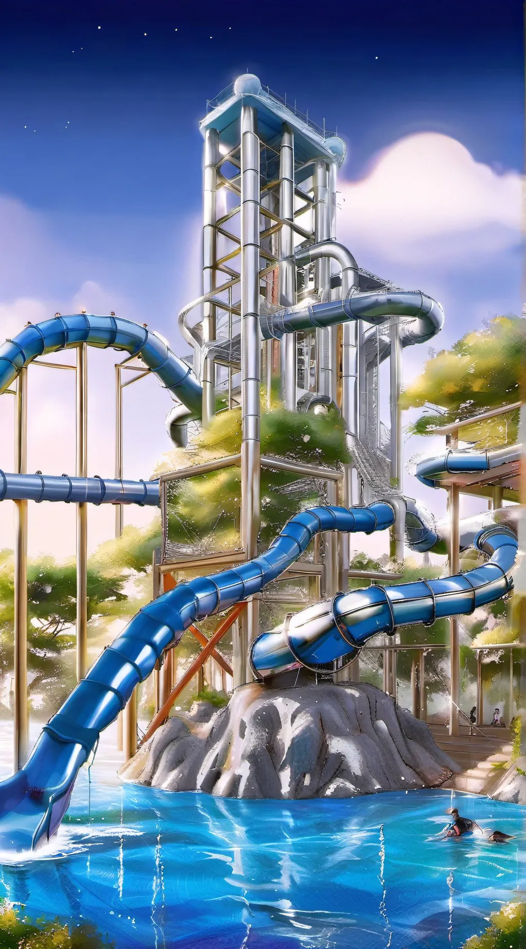 ai character: MHA WATERPARK background